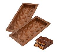 Hoxfly Chocolate Bar Molds, 2 Pieces Silicone Deep Chocolate Molds, Flexible Sweet Moulds, Foldable Rectangle Sweet Moulds for Kitchen Baking, Reusable Ice Cube Mold for Home, Restaurant, Bar