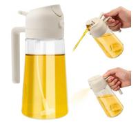 Hoxfly Oil Spray Bottle, 2-in-1 Oil Sprayer for Cooking Air Fryer Vinegar Sprayer, 470ml Olive Oil Spray Bottle Olive Oil Sprayer, Glass Oil Dispenser for Kitchen Air Fryer Salad Baking BBQ (White)