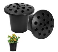 Hoxfly Set of 2 Black Memorial Grave Vases with Lids, Grave Flower Pot, Memorial Vase for Grave, Grave Vase for Grave Decoration, Flower Holder for Cemetery, Graveside, Gravestone (13 x 10 cm)