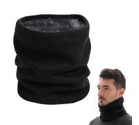 Hoxfly Thermal Snoods for Men Women, Fleece Neck Warmer, Unisex Thick Knitted Circle Scarf, Winter Warm Neck Gaiter, Buff Neckwear Windproof Neck Gaiter for Cycling Running Skiing Sports (Black)