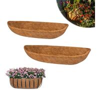 Hoxgar 2PCS Hanging Basket Liners, 30 Inch Coco Coir Trough Planter Liner, Replacement Coconut Liners for Wall-mounted Planter, Window Box, Hanging Trough Flower Basket