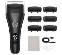 Hoxida Electric Foot File Rechargeable with 6 Rollers, Callus Remover Feet Pedicure Set Professional for Hard Skin Cracked Heels and Dead Skin - Black