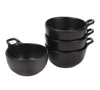 Hoxierence - 10 Oz Matte Ceramic Dessert Bowl, Small Side Dishes for Ice Cream Bowl, Appetizer, Dip, Snack, Set of 4 (Black)