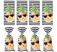 HOXIEYA Pineapple Gift Bags Summer Friuit Cellophane Treat Bags 4 Designs Cute Goodies Bags for Treat With Twist Ties for Hawaii Birthday Party Supplies 50pcs