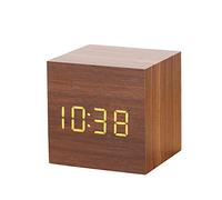 HOXMOMA Electronic Digital Alarm Clock, Led Display Nordic Style Simple Wooden, 3 Levels Brightness Voice Control USB Charging, for Bedroom Office Kitchen Travel,b