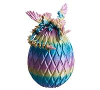 HOXSNII 3D Printed Dragon Egg Fidget Toy - Articulated Crystal Dragon With Egg - Flexible Figurine Decor for Home Office