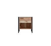 LPD Hoxton Bedside Cabinet - Industrial Chic With Distressed Oak Finish & Compact Storage