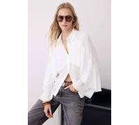 Hoxton Gal Boho Woven Shirt With Ruffle Details And Contrast Hem In White White 4