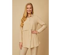 Hoxton Gal Long Sleeves Oversized Shirt In Beige Beige