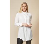 Hoxton Gal Long Sleeves Tie Neck Oversized Shirt In White White