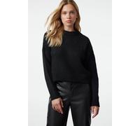Hoxton Gal Oversized Crew Neck Knit Sweater In Black Black M