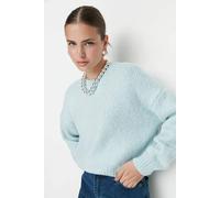 Hoxton Gal Oversized Crew Neck Knit Sweater In Mint Mint S