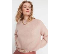 Hoxton Gal Oversized Crew Neck Knit Sweater In Pink Pink S