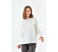 Hoxton Gal Oversized Frilled Front Blouse With Detailed Cuffs In White White 12-14