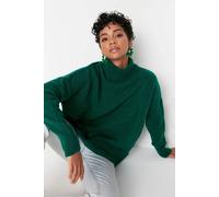 Hoxton Gal Oversized High Neck Knit Sweater In Green Green XS
