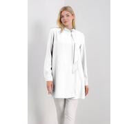 Hoxton Gal Oversized High Neck Tunic Top With Brooch Details In White White