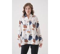 Hoxton Gal Oversized V-Neck Long Sleeves Brooch And Print Detail Blouse Multi