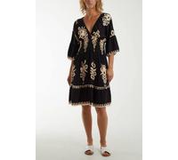 Hoxton Gal Oversized V Neck Long Sleeves Jumper In Black Black One Size