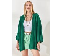 Hoxton Gal Regular Fit Batwing Sleeve Open Front Knit Cardigan In Green Green S