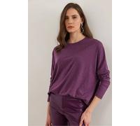 Hoxton Gal Regular Fit Crew Neck Batwing Wool Sweater In Lavender Lavender L