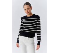 Hoxton Gal Regular Fit Soft-Textured Striped Knit Sweater In Black Black