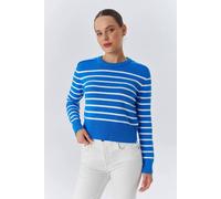 Hoxton Gal Regular Fit Soft-Textured Striped Knit Sweater In Blue Blue