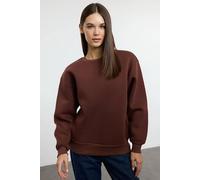 Hoxton Gal Thick Fleece-Lined Regular Fit Crew Neck Sweatshirt In Brown Brown XL