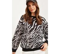 HOXTON GAL Women's Crew Neck Soft-Textured Sweatshirt with Print in Ivory | Size: Large HOXTON GAL Ivory L