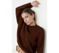 HOXTON GAL Women's Oversized Crew Neck Knit Sweater in Brown | Size: Medium HOXTON GAL Brown M
