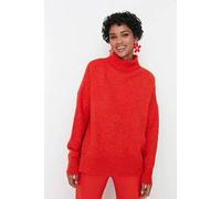 HOXTON GAL Women's Oversized High Neck Knit Sweater in Orange | Size: Small HOXTON GAL Orange S