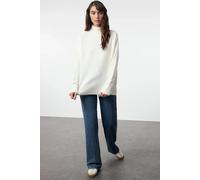 HOXTON GAL Women's Oversized High Neck Knit Sweater in White | Size: Small HOXTON GAL White S