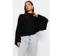 HOXTON GAL Women's Oversized Knit Sweater with Flared Sleeves in Black | Size: Small HOXTON GAL Black S