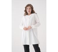 HOXTON GAL Women's Oversized Long Sleeve with Ruffle Detail Tunic in White | Size: 12-14 HOXTON GAL White 12-14