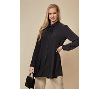 HOXTON GAL Women's Oversized Pleated Shirt Tunic with Long Sleeves in Black | Size: 16-18 HOXTON GAL Black 16-18