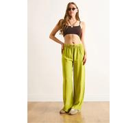 HOXTON GAL Women's Palazzo Pants with Elastic Waist - Wide-Leg Fit in Olive | Size: Medium HOXTON GAL Olive M