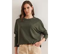 HOXTON GAL Women's Regular Fit Crew Neck Batwing Wool Sweater in Khaki | Size: Large HOXTON GAL Khaki L
