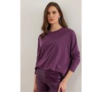 HOXTON GAL Women's Regular Fit Crew Neck Batwing Wool Sweater in Lavender | Size: Large HOXTON GAL Lavender L