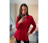 HOXTON GAL Women's Relaxed Fit Long Sleeves Shirt Top in Red | Size: 8-10 HOXTON GAL Red 8-10