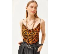 HOXTON GAL Women's Slim Fit Cowl Neck Spaghetti Strap Blouse in Orange | Size: Large HOXTON GAL Orange L