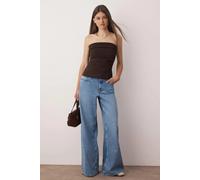 HOXTON GAL Women's Strapless Draped Fitted Woven Top in Brown | Size: 8 HOXTON GAL Brown 8