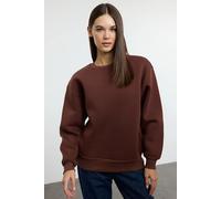 HOXTON GAL Women's Thick Fleece-Lined Regular Fit Crew Neck Sweatshirt in Brown | Size: XL HOXTON GAL Brown XL