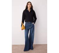 Hoxton Gal Zip Neck Knitted-Look Long Sleeve Regular Fit Sweatshirt In Black Black M