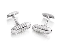 Hoxton London Men's Sterling Silver Ribbed Bullet Cufflinks