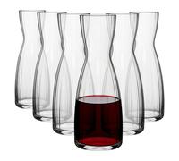 Argon Tableware Hoxton Optic Crystal Carafes 1.1L - Pack of 6 Cut Glass Water & Wine Decanters, Art Deco Ribbed Glass Serving Carafe for Juice, Cocktails & Table Service