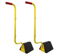 HOXWELL 2 Pack Heavy Duty Rubber Wheel Chock with Handle, Sturdy Solid Anti Slip Wheel Stopper for All Weather Use -Trucks, RV, Travel Trailer, Pop Up Camper Accessory, 2 Pcs