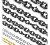 Hoyazvet Cable Chain Stainless Steel Necklace for Men Women, 3/5/8/10/13MM Width, 18K Gold/Black Metal/316L Stainless Steel Sturdy Rolo Link Chain Necklace, 18-30inch Length, 76.20 cm, Stainless Steel
