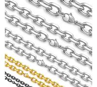 Hoyazvet Cable Chain Stainless Steel Necklace for Men Women, 3/5/8/10/13MM Width, 18K Gold/Black Metal/316L Stainless Steel Sturdy Rolo Link Chain Necklace, 18-30inch Length, 71.12 cm, Stainless Steel