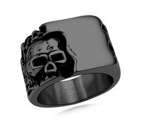 Hoyazvet Cool Retro Skull Rings 316L Stainless Steel/18K Gold/Black Gothic Skull Band Rings Faith Jewelry for Men Women, Size7-14 with Gift Box, Stainless Steel, No Gemstone