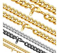 Hoyazvet Cuban Link Chain Necklace for Men Women, 3/6/9/12MM Width,18/20/22/24/26/28/30Inch Hip Hop Jewelry, 18K Gold/Black/316L Stainless Steel Cuban Jewelry Gifts for Him Dad Husband Birthday Gift