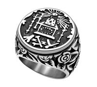 Hoyazvet Masonic Rings for Men, 316L Stainless Steel/18K Gold/Black Freemason Band Rings Jewelry, with Gift Box, Metal, No Gemstone